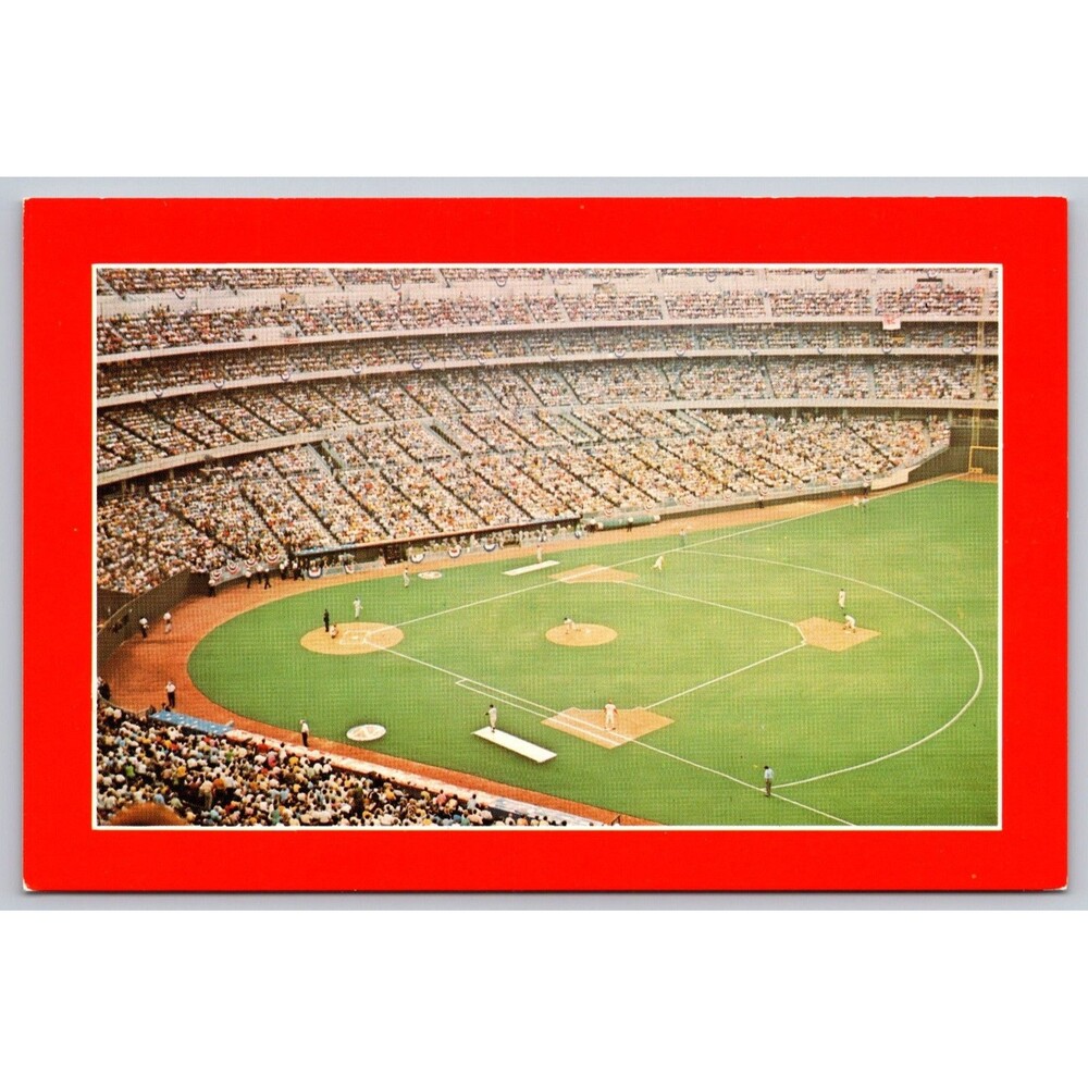 Vintage Cinnati Reds Riverfront Stadium Postcard 1970 MLB Baseball 4x6 Ohio OH